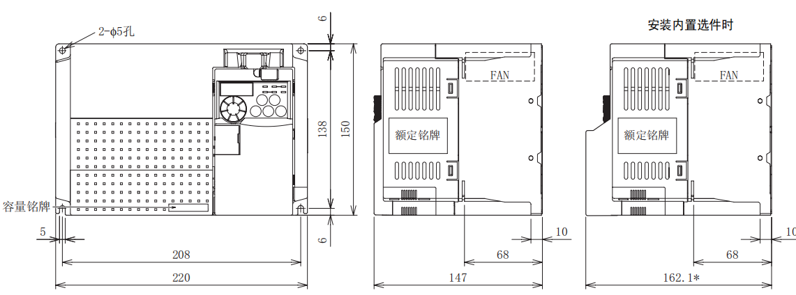 FR-E740-5.5K、7.5K-CHT尺寸圖